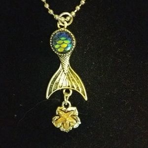 Mermaid's tail with Starfish necklace 18 in. chain